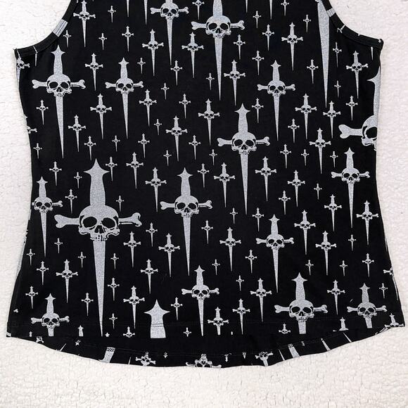 Lip Service Trash & Dagger "Trashy" Skull Daggers Black Tank Top XL Goth Y2K - Picture 8 of 16